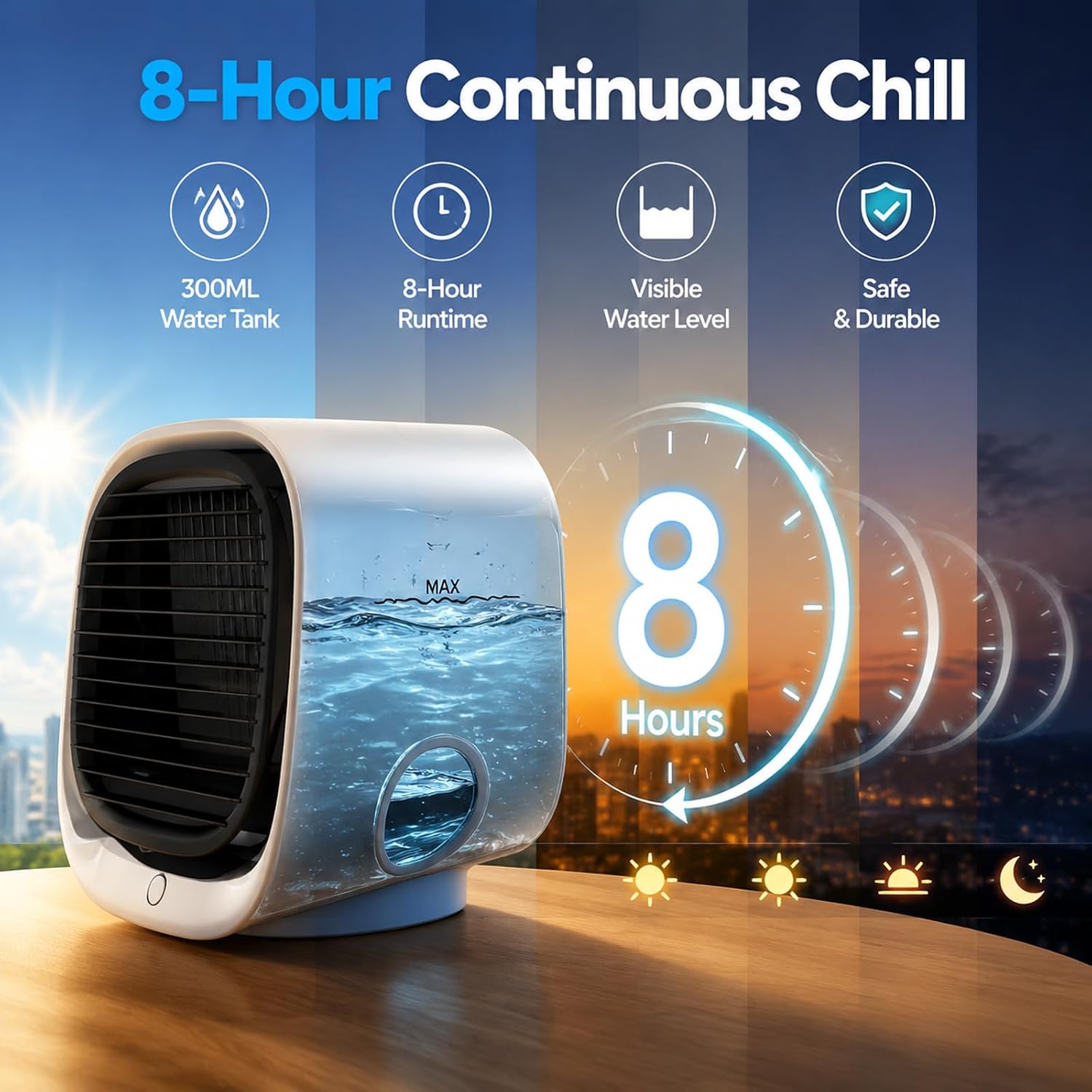  Air Breeze Refroidisseur Portable, Airabreeze Portable Air Conditioner With 300ml Tank & 7 Color LED Nightlight, 3 Speed Settings, Quiet, Cool Down Any Room In Just 90 Seconds (Pink)