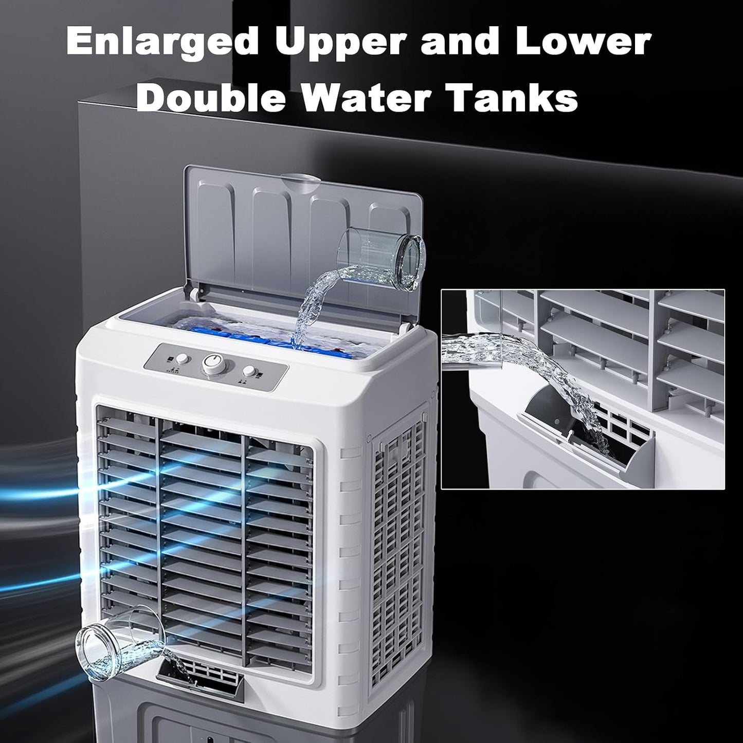  Grand Ventilateur à Air Conditioner, Climatiseur Avec 3 Vitesses De Ventilation, Climatiseur Sans Unité ExtéRieure Et éConome En éNergie, Climatiseur Pour Usage Domestique Ou Commercial