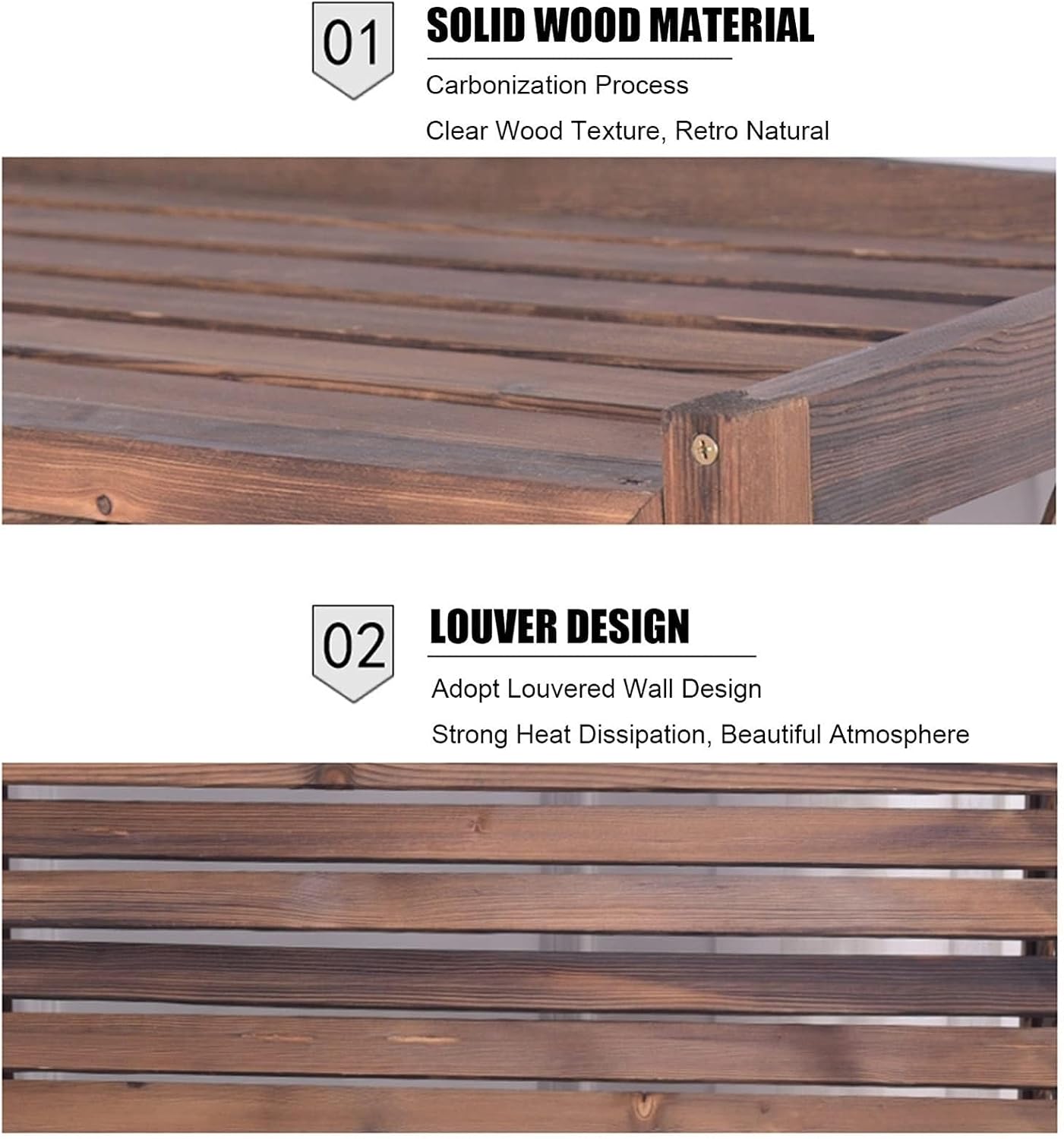 GENERIC Housse De Climatiseur En Bois Massif Et écran De Protection Pour Pompe à Chaleur – Support De Fleurs Décoratif Et Grille De Protection, Volet En Bois, Coque De Poubelle (100 X 43 X 94 Cm)