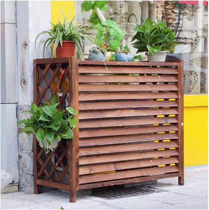  Écran De Protection Pour Climatiseur Extérieur En Bois - Panneau De Confidentialité Autoportant Pour Unité De Climatisation - Housse Résistante Aux Intempéries (98 X 40 X 89 Cm)