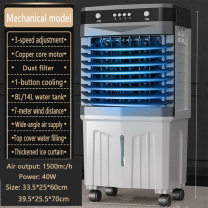 GENERIC Refroidisseur D'air Par évaporation Avec Réservoir D'eau, Climatiseur Portable, 3 Vitesses, Minuterie 12h, Poche De Glace, Oscillation à 120°, Idéal Pour Garage Et Usage Commercial