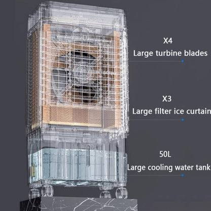 GENERIC Refroidisseur D'air 3-en-1 Avec Réservoir De 50L, Oscillant à 120 °, Mode De Sommeil Silencieux, Minuterie 12H, Utilisation à Faible Consommation D'énergie Pour Le Refroidissement De L'appartement De