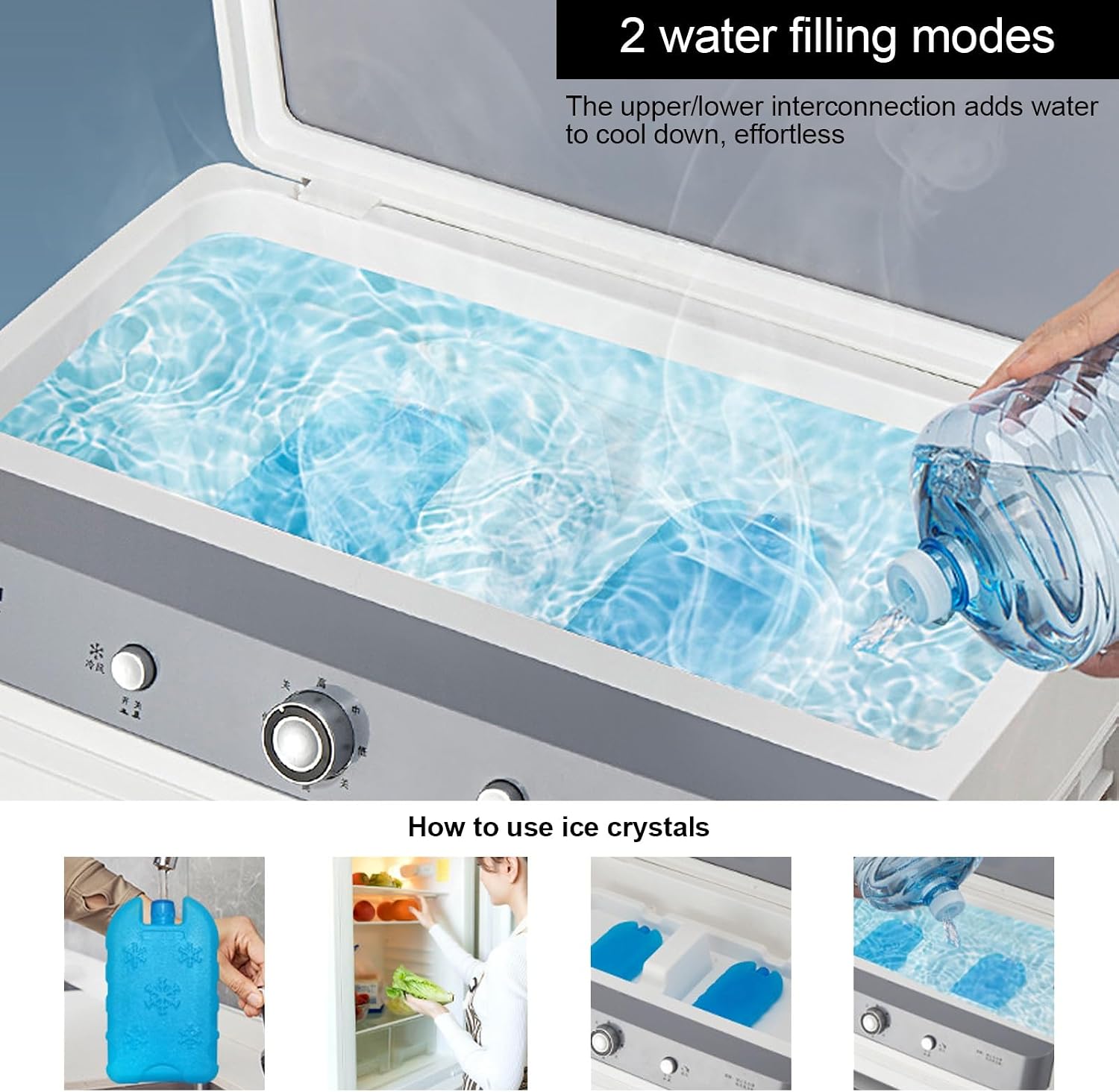  Refroidisseur D'air Portable Par évaporation De 116 Cm, Avec Remplissage Automatique Continu, Réservoir D'eau De 47,5 Litres, Oscillation à 120 °, 2 Blocs Réfrigérants, Ventilateur Pour Extérieur, I