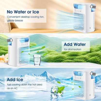  TundraFreeze Portable Ac Unit, TundraFreeze Air Conditioner, 4 En 1 Mini Climatiseur Mobile Avec 3 Vitesses, 2 Niveaux De Brume, 7 Couleurs LED De Nuit, 700ml Climatiseur Portable, Climatiseur Mobile
