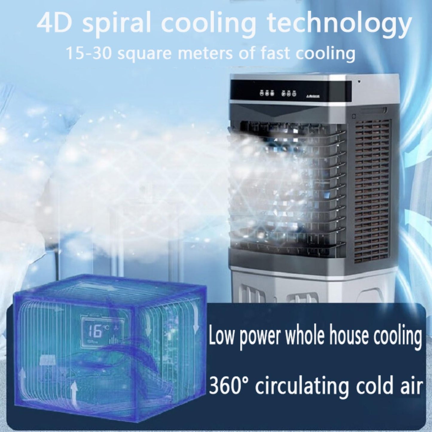 GENERIC Portable Refroidisseur D'air évitif 12H Timer Télécommande, 3 Vitesses Ventilateur De Refroidissement Avec Réservoir D'eau Lar Pour L'utilisation De Bureau à Domicile GA