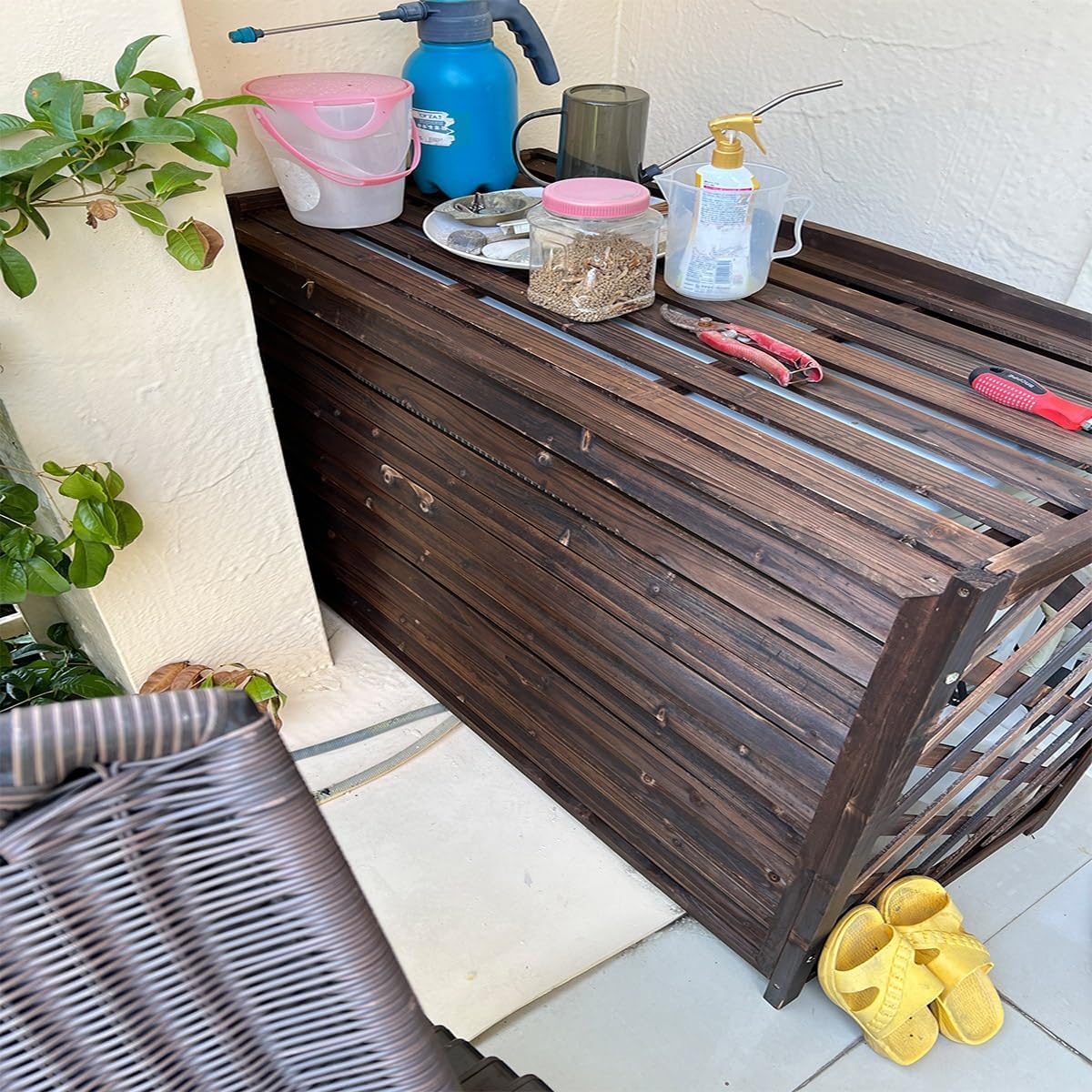  Housse De Climatiseur D'extérieur – Design Anti-corrosion En Bois Massif Pour Unités De Climatisation Et Solutions De Stockage De Plantes