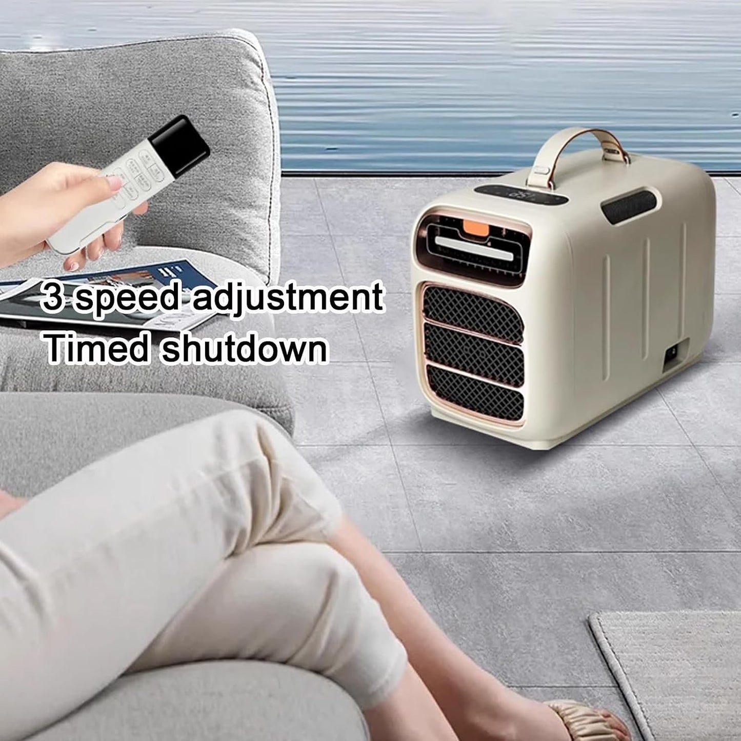 GENERIC Climatiseurs Portables Pour Petites Pièces Avec Télécommande 3 Vitesses Arrêt Temporisé Drainage Gratuit Air Cooler Pour Chambre, Bureau, Camion, Animal De Compagnie, 220V
