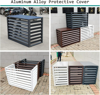  Housse De Protection Décorative Pour Climatiseur Extérieur En Aluminium - Protection Contre Les Intempéries Pour Unités De Climatisation - Boîtier Autonome Pour Poubelle, CVC Et Housse élégante
