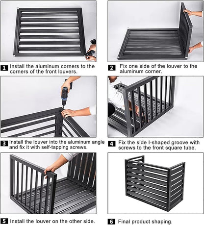 GENERIC Couvercle En Aluminium Pour Mini Pompe à Chaleur Et Fente, écran De Clôture Extérieur à 3 Panneaux, Réduction Du Bruit, 110 X 80 X 60 Cm, Ion Marron Pour Climatiseurs