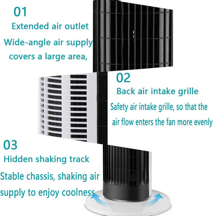  Ventilateur De Tour Sans Lame, Refroidisseur D'air Oscillant à 3 Vitesses Avec Télécommande, Faible Bruit évaporatif Portable AC Pour Chambre à Coucher, Bureau, Solution De Refroidissement Silencieuse