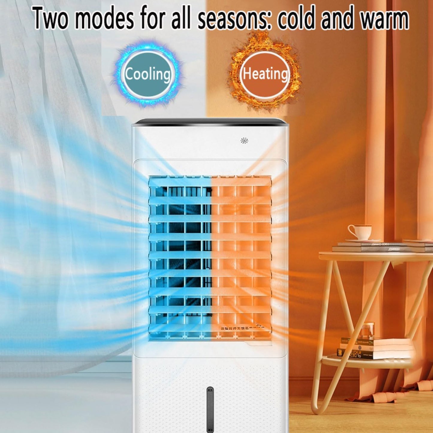  Climatiseur Mobile Portable 4 En 1 Fonction De Refroidissement, Chauffage Humidificateur Ventilation Refroidisseur D'air Avec 3 Vitesses Minuterie 12H Contrôle Télécommande/Écran Pour Maison