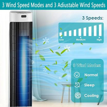 GENERIC Refroidisseur D'air Portable Avec Ventilateur D'évaporation à Distance, 3 En 1, Tour Oscillante à 80°, Déshumidificateur Et Humidificateur, Mode De Sommeil Silencieux, Minuterie Pour Bureau De Chambre