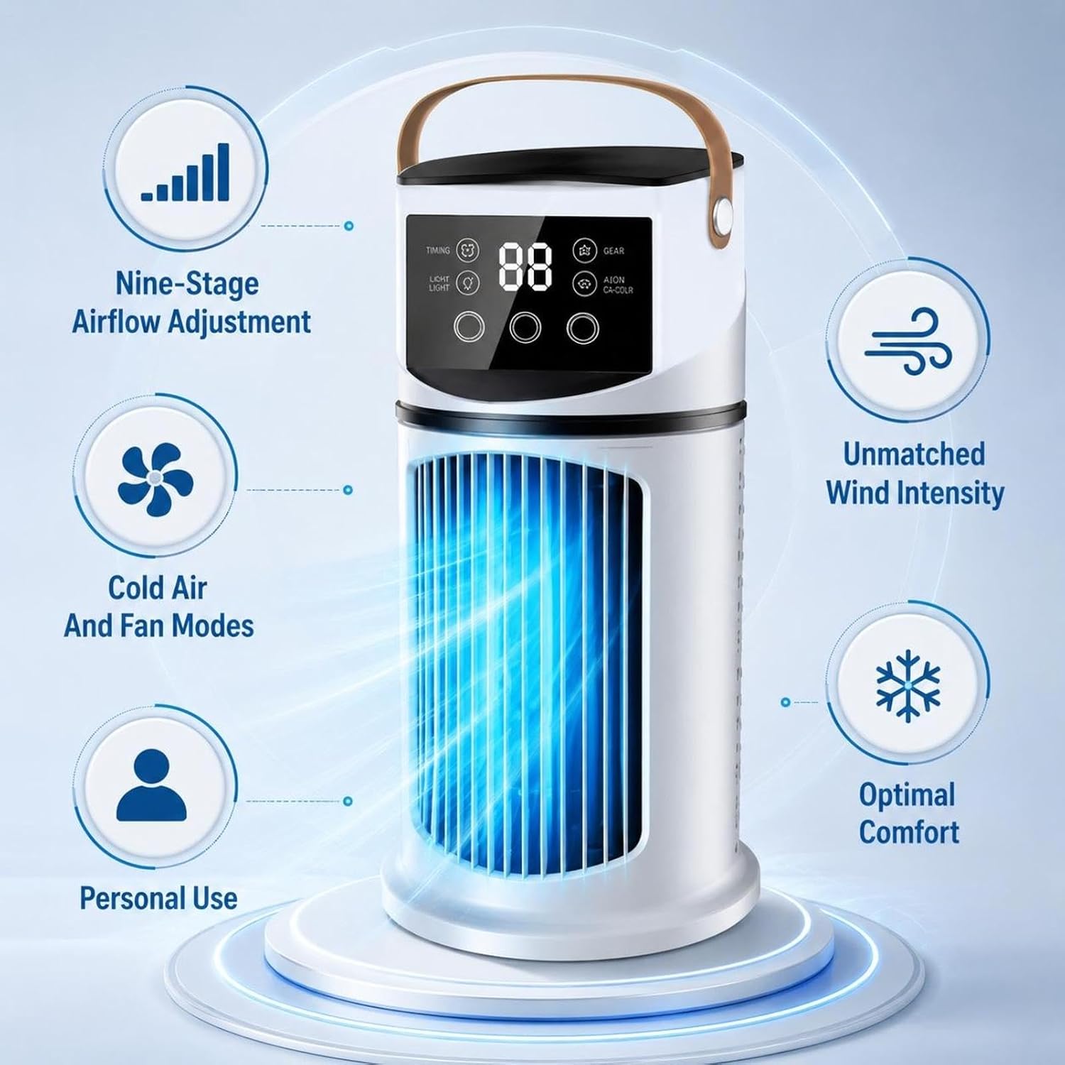  Climatiseurs Portatifs | 4 En 1 Climatiseur Portable | Ventilateur De Bureau Silencieux Rafraîchisseur D'Air | Rechargeable Par USB, Pour La Chambre, Le Bureau, La Maison