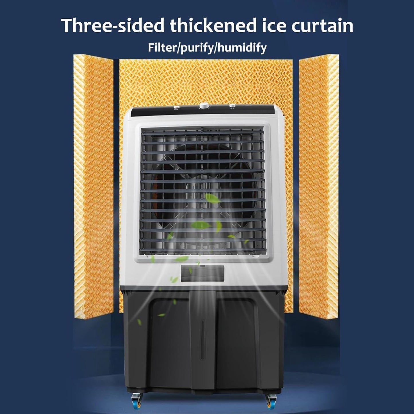  Refroidisseur D'air Par évaporation, Air Conditioner De 50 L, Minuterie 12 H, 3 Vitesses De Vent Pour Une Utilisation En Intérieur Et En Extérieur