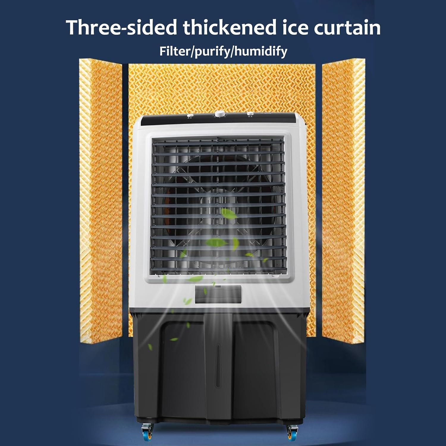  Refroidisseur D'air Par évaporation, Air Conditioner De 50 L, Minuterie 12 H, 3 Vitesses De Vent Pour Une Utilisation En Intérieur Et En Extérieur
