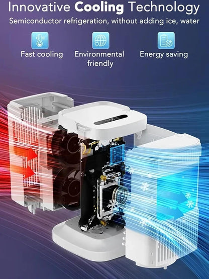  Climatiseur Portable, Refroidisseur D'air 4 En 1, Refroidisseur D'air De Réfrigération À Semi-conducteur Pour Ventilateur De Refroidissement Silencieux Sans Eau