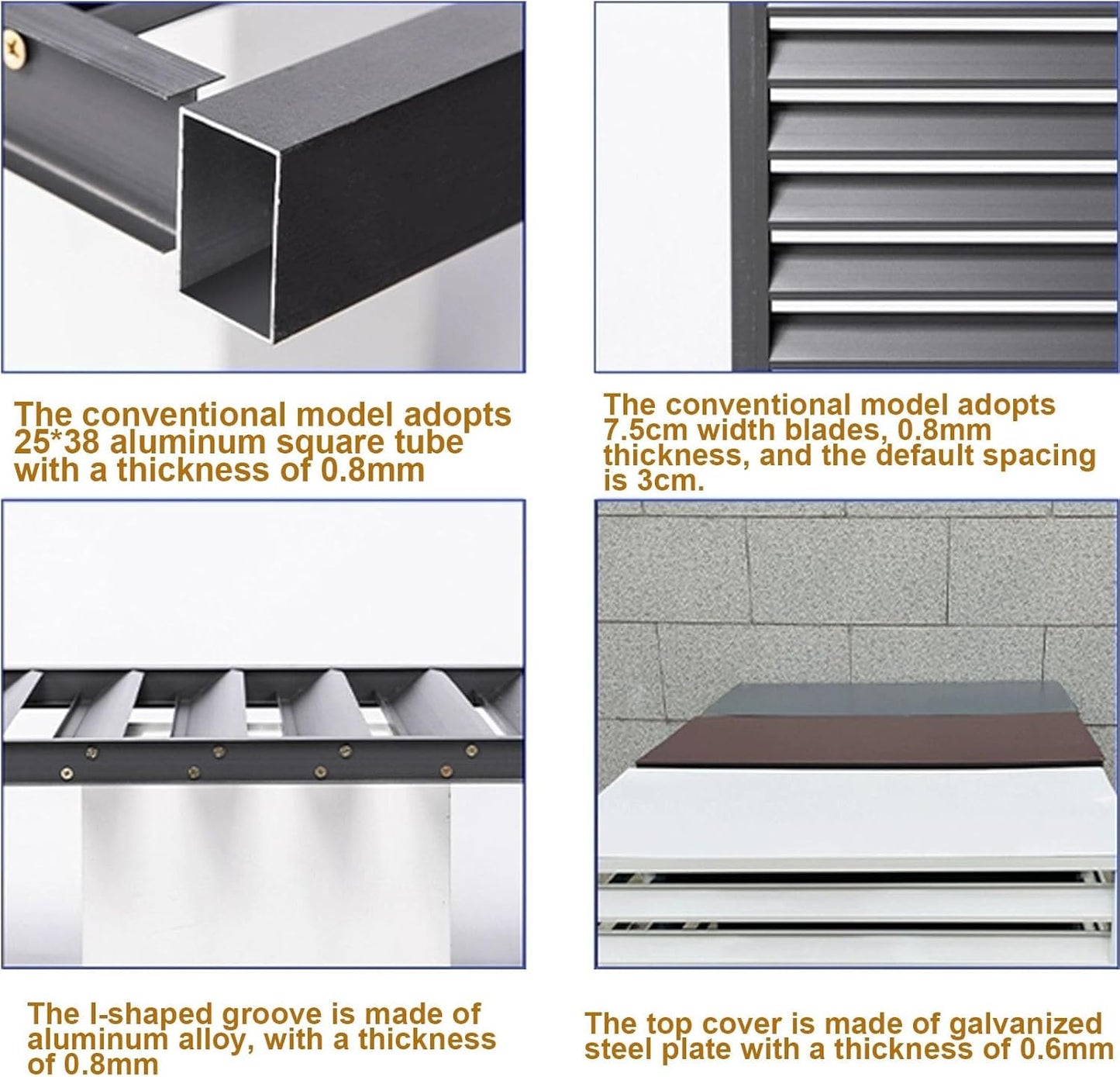 GENERIC Housse En Aluminium Marron Pour Climatiseur – Mini Housse De Pompe à Chaleur Fendue Pour Unités Extérieures, Clôture élégante Pour Dissimuler La Climatisation Intérieure/extérieure