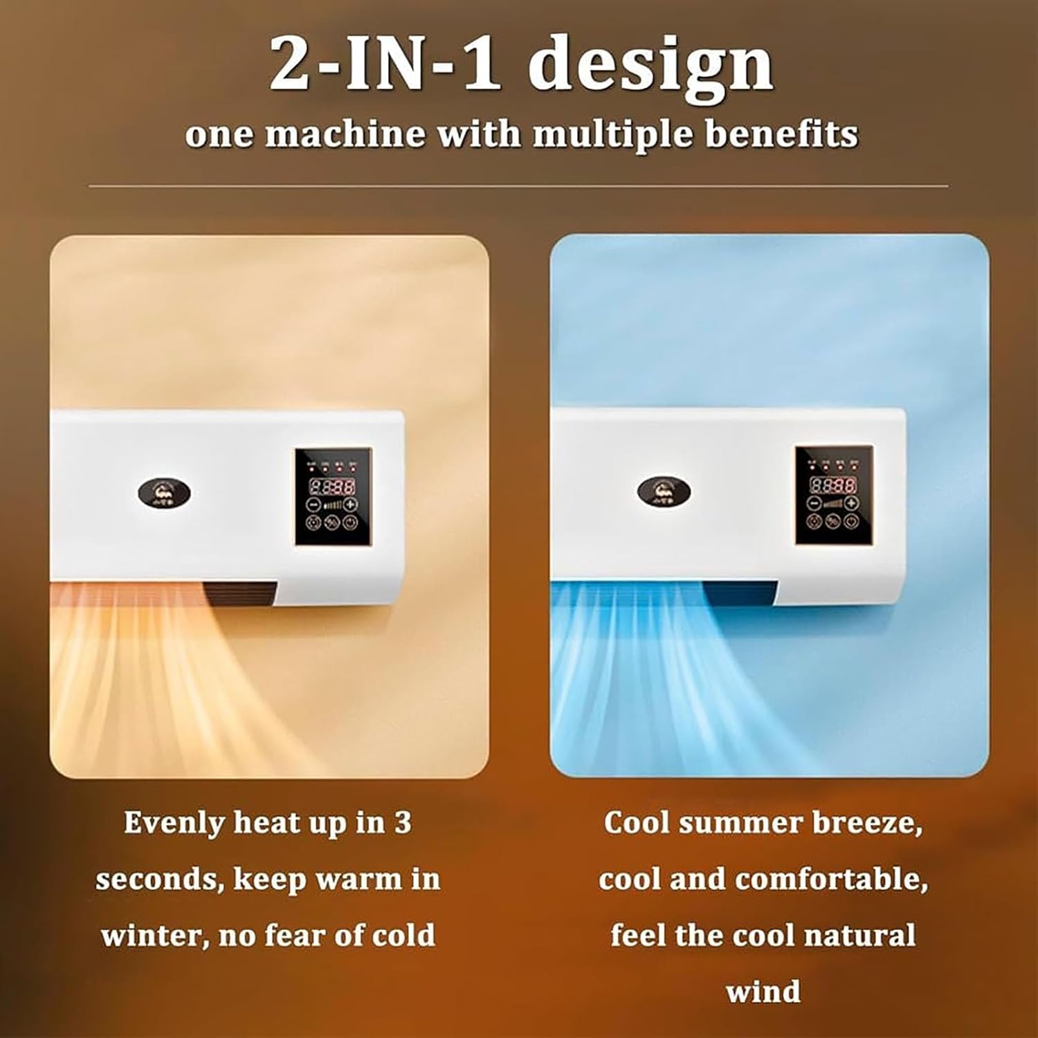  Climatisation, 2 En 1 Chauffage/Refroidissement, Calme, Télécommande, Portable, Économie D'énergie, Sans Forage, Pour Le Bureau Et La Maison, Conception Compacte, 1800W, Démarrage Rapide, Moderne