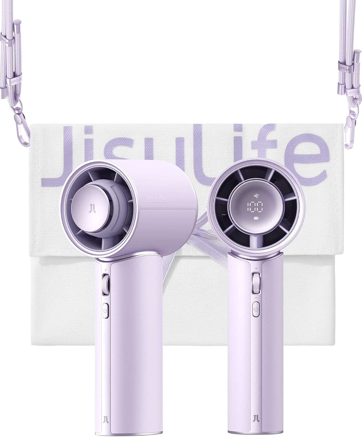  JISULIFE Mini Ventilateur Turbo Portable Avec Cuir Synthétique De Qualité Supérieure - Jusqu'à 30 Heures De Temps De Refroidissement - Vitesse De 1 à 100 - Ventilateur USB Pour Voyage - Blanc