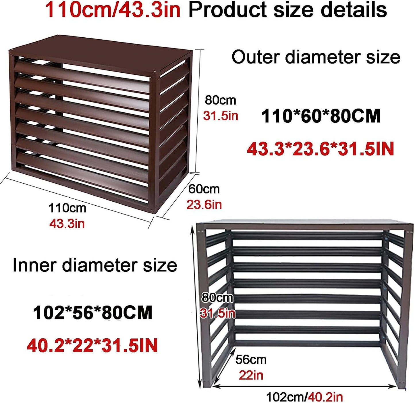 GENERIC Housse De Protection En Aluminium Pour Climatiseur Et Pompe à Chaleur, Résistante Aux Intempéries, Blanc Et Gris, 110 Cm, Parfaite Pour Une Protection Toute L'année