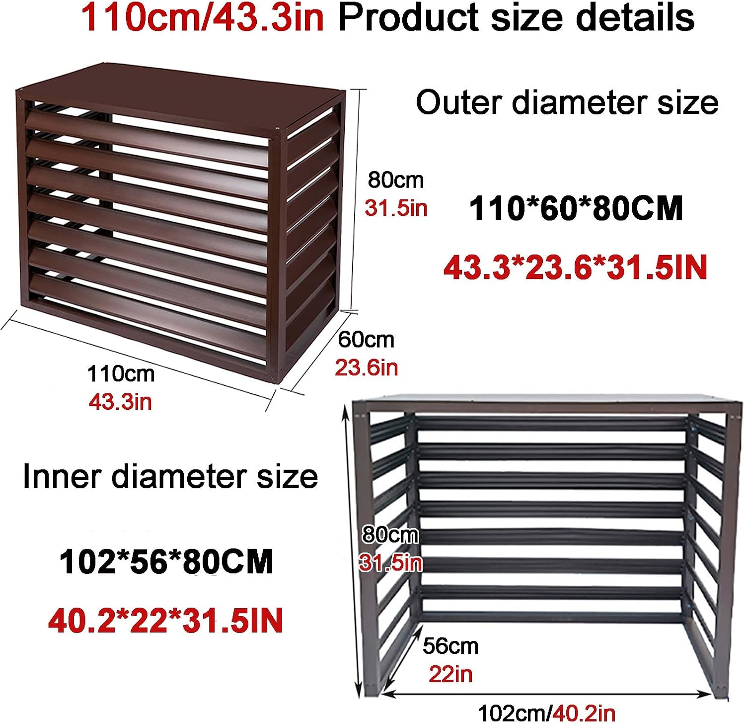 GENERIC Housse De Protection En Aluminium Pour Climatiseur Et Pompe à Chaleur, Résistante Aux Intempéries, Blanc Et Gris, 110 Cm, Parfaite Pour Une Protection Toute L'année