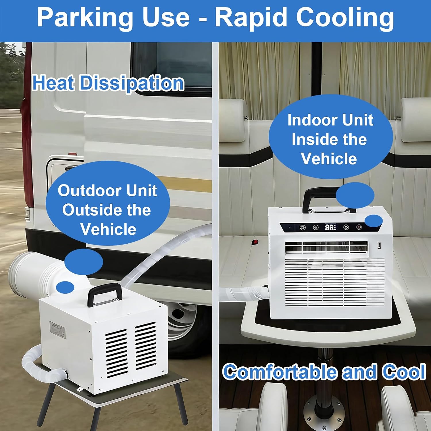  Climatiseur Split Portable, Refroidissement Rapide, Écoénergétique, Sans Installation Fixe, Pour Chambre, Salon, Bureau(Size:with 1-Meter Connecting Pipe)