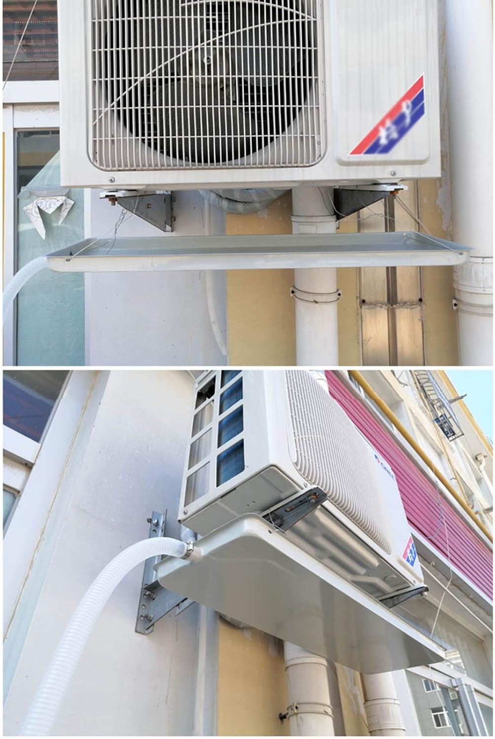 GENERIC Couvercle Pour Bac Vidange Condensat Climatisation Extérieur, Bac D'égouttage Climatiseur, Bac Récupération CVC Métal Galvanisé Avec Tuyau Vidange Pour Unité Bobine Ventilateur Climatisation