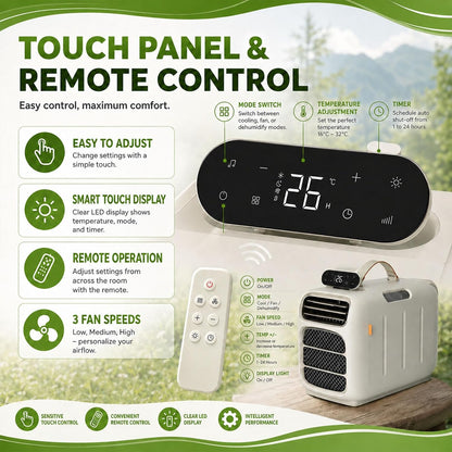  4700BTU Portable AC Pour VR, Tentes, Camping-Cars, 4-en-1 Chauffage De Refroidissement Déshumidifiant, Calme 45dB, Climatiseur Mobile Compact Pour Petits Espaces, 86-108 Pieds Carrés