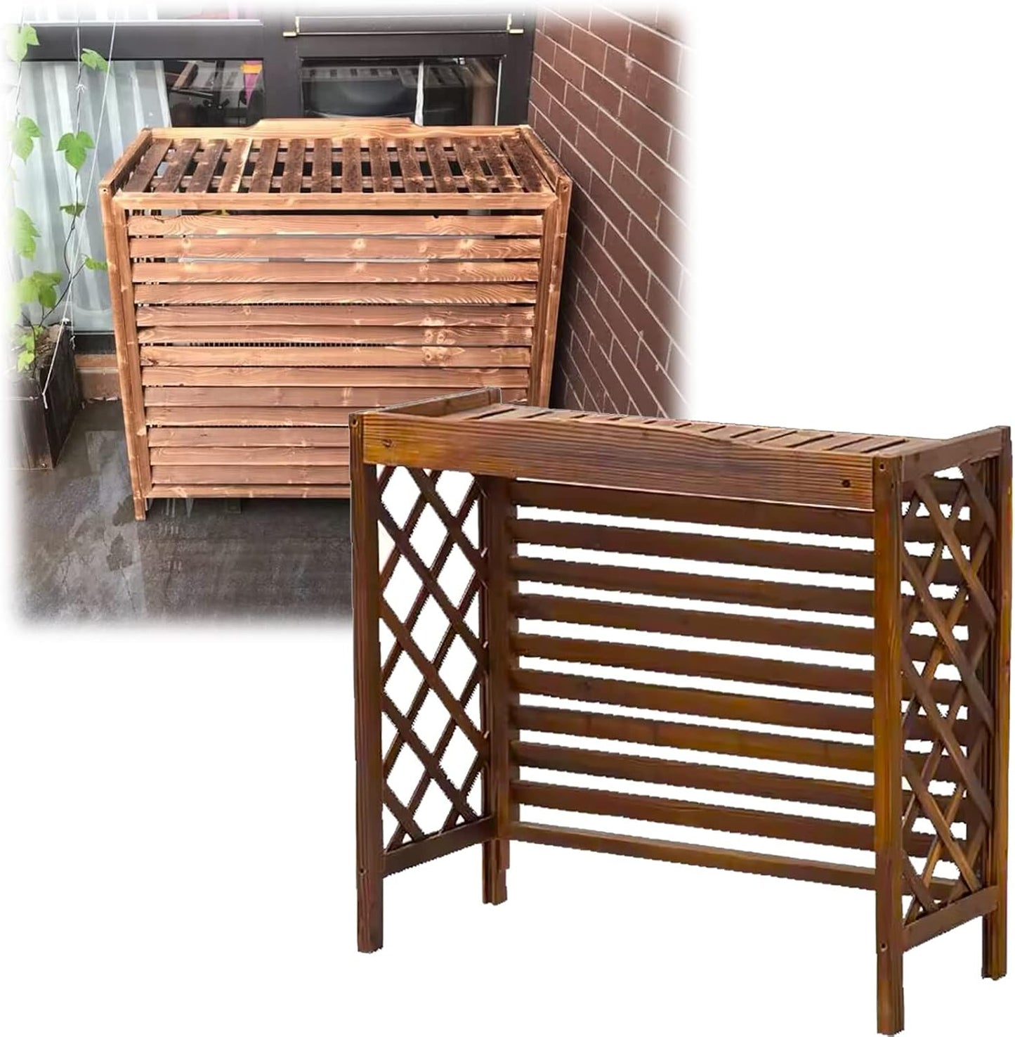 Housses De Climatisation, Clôture D'intimité Extérieure, Support De Fleurs En Bois Massif, Cadre Extérieur De Climatiseur, Housse De Climatisation De Clôture Pour G