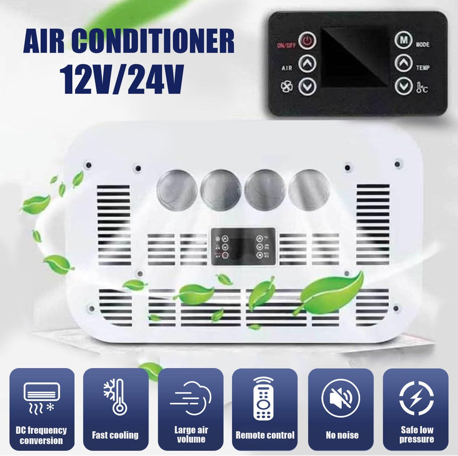  Climatiseur De Toit Pour Camping-cars, 12 V/24 V, Puissance De Refroidissement De 2 200 W, Contrôle Intelligent De La Température, Fonctionnement Silencieux, Large Diffusion D'air, Comprend L'unité