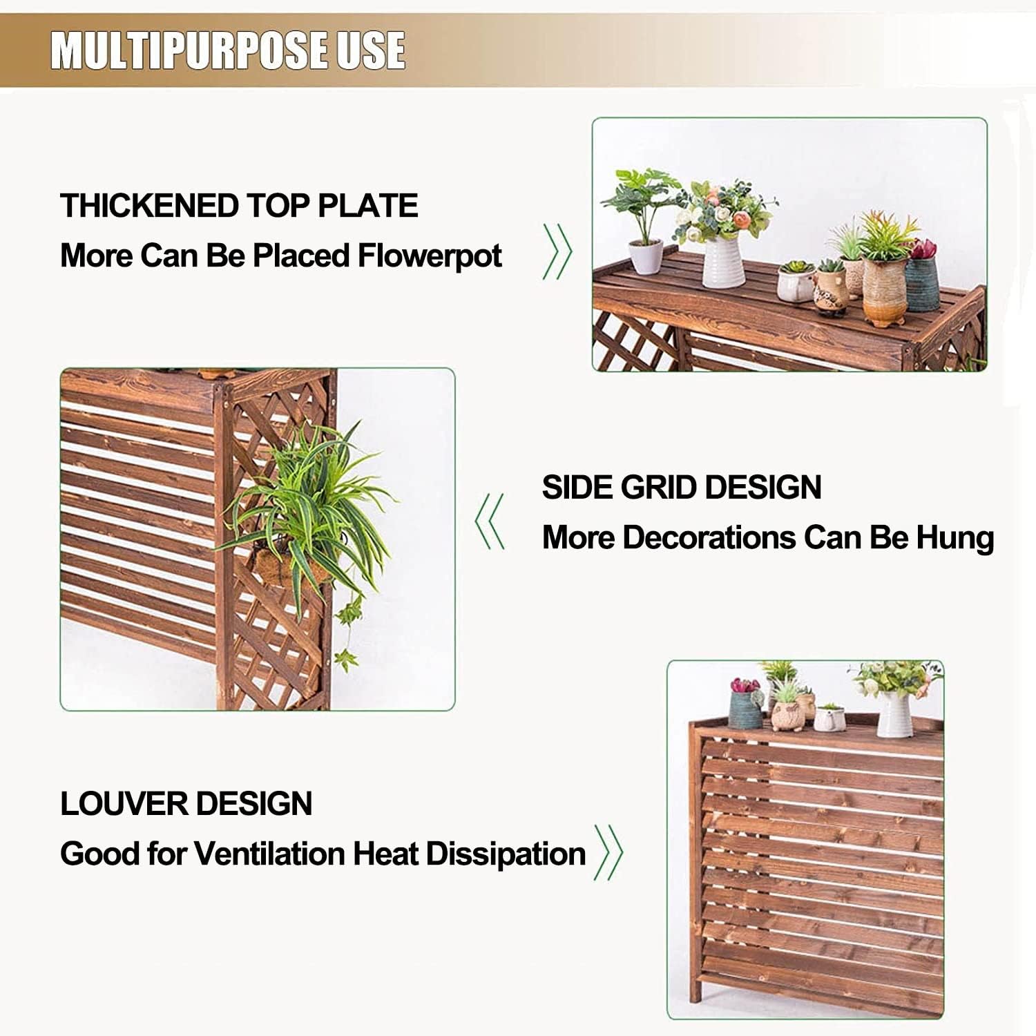  Grille De Protection Pour Climatiseur Et Support Pour Plantes Résistant Aux Intempéries En Bois IV Durable Pour Une Utilisation En Extérieur. Grille De Protection Pour Cl