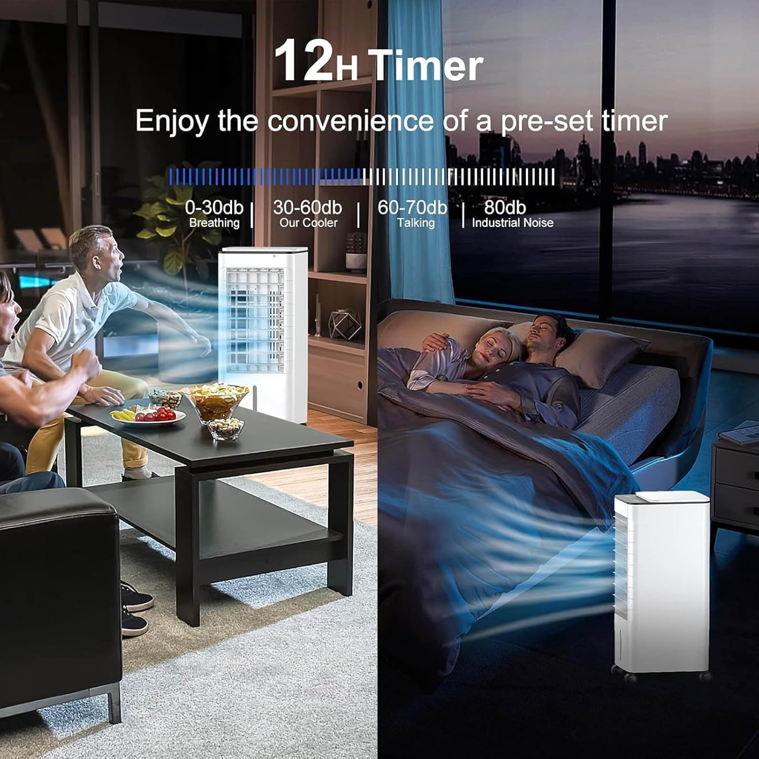 GENERIC Climatiseurs Portables Avec Télécommande, Minuterie De 15 Heures Pour Arrêt Automatique Intelligent, 3 Vitesses, Réservoir De 9L Pour 20 Heures De Refroidissement