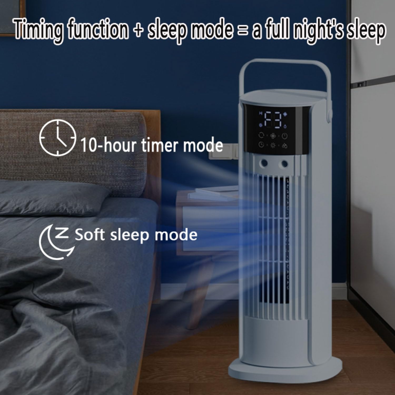 GENERIC Refroidisseur D'air Portable De Climatisation De Refroidisseur D'air évaporatif Avec 180°Auto Oscillation 3 Vitesses à Distance 10H Minuteur 3-en-1 Ventilateur De Refroidissement D'air Avec Télécomman