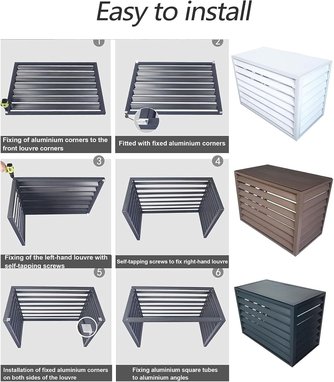 GENERIC Couvercle De Pompe à Chaleur AC En Alliage D'aluminium Et Volets De Support De Fleurs – Réduction Du Bruit – Accessoires Résistants Aux Intempéries Pour Climatiseur 2-3P Améliorant La Façade De La