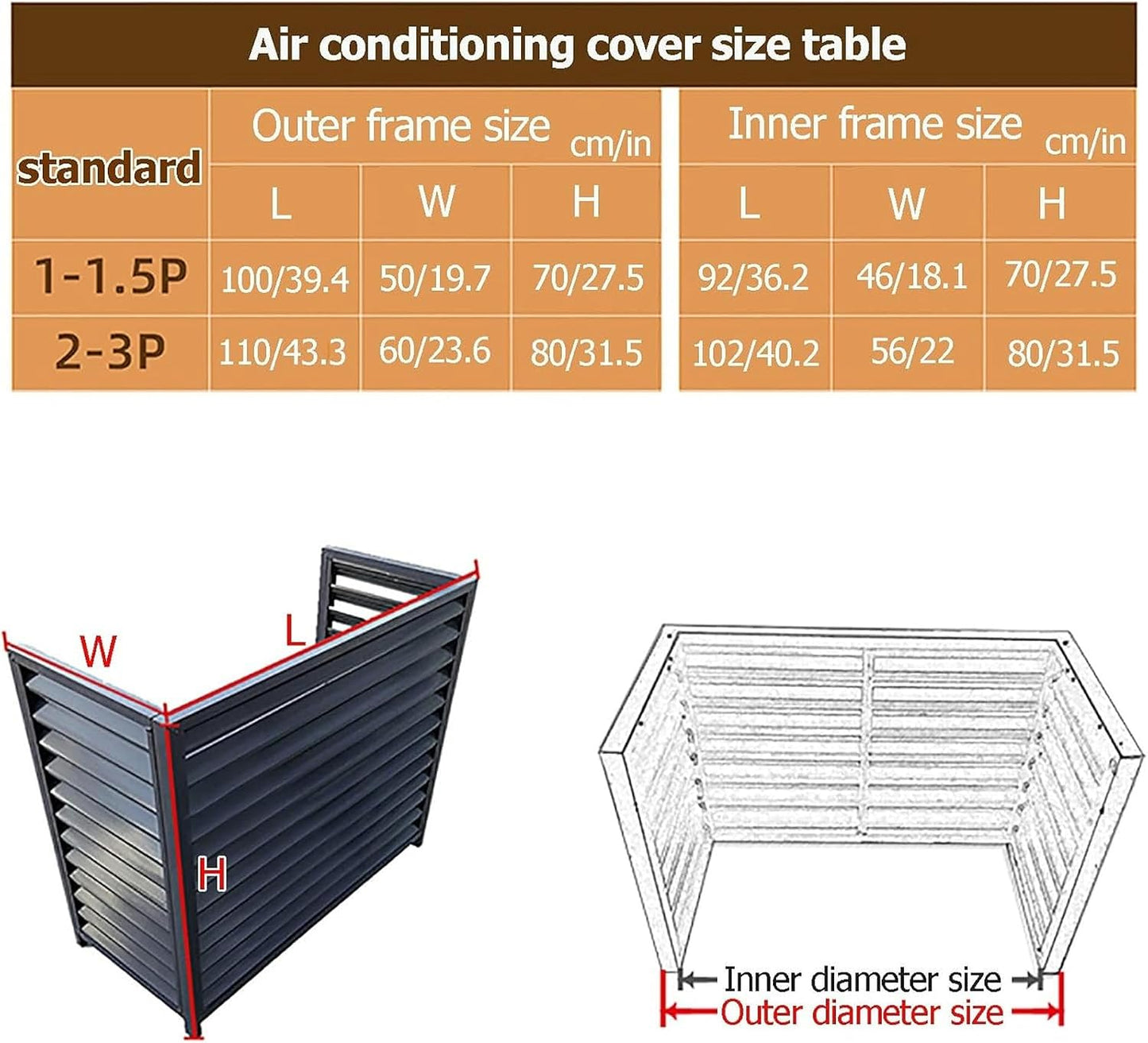  Housse De Protection Extérieure En Aluminium Pour Climatiseur Et Pompe à Chaleur, Résistante Aux Intempéries, Marron, Pour Poubelles Ou Unités De Climatisation, écran De