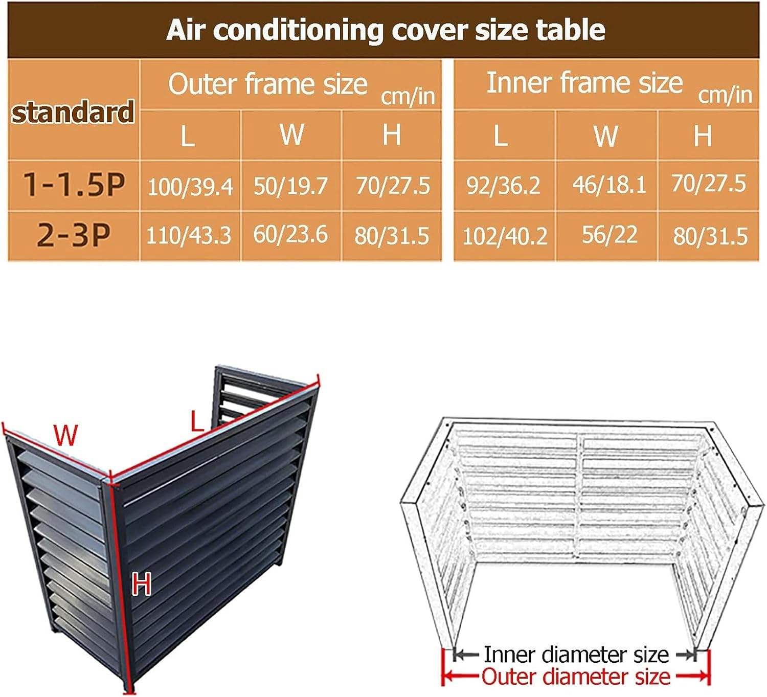  Housse De Protection Extérieure En Aluminium Pour Climatiseur Et Pompe à Chaleur, Résistante Aux Intempéries, Marron, Pour Poubelles Ou Unités De Climatisation, écran De
