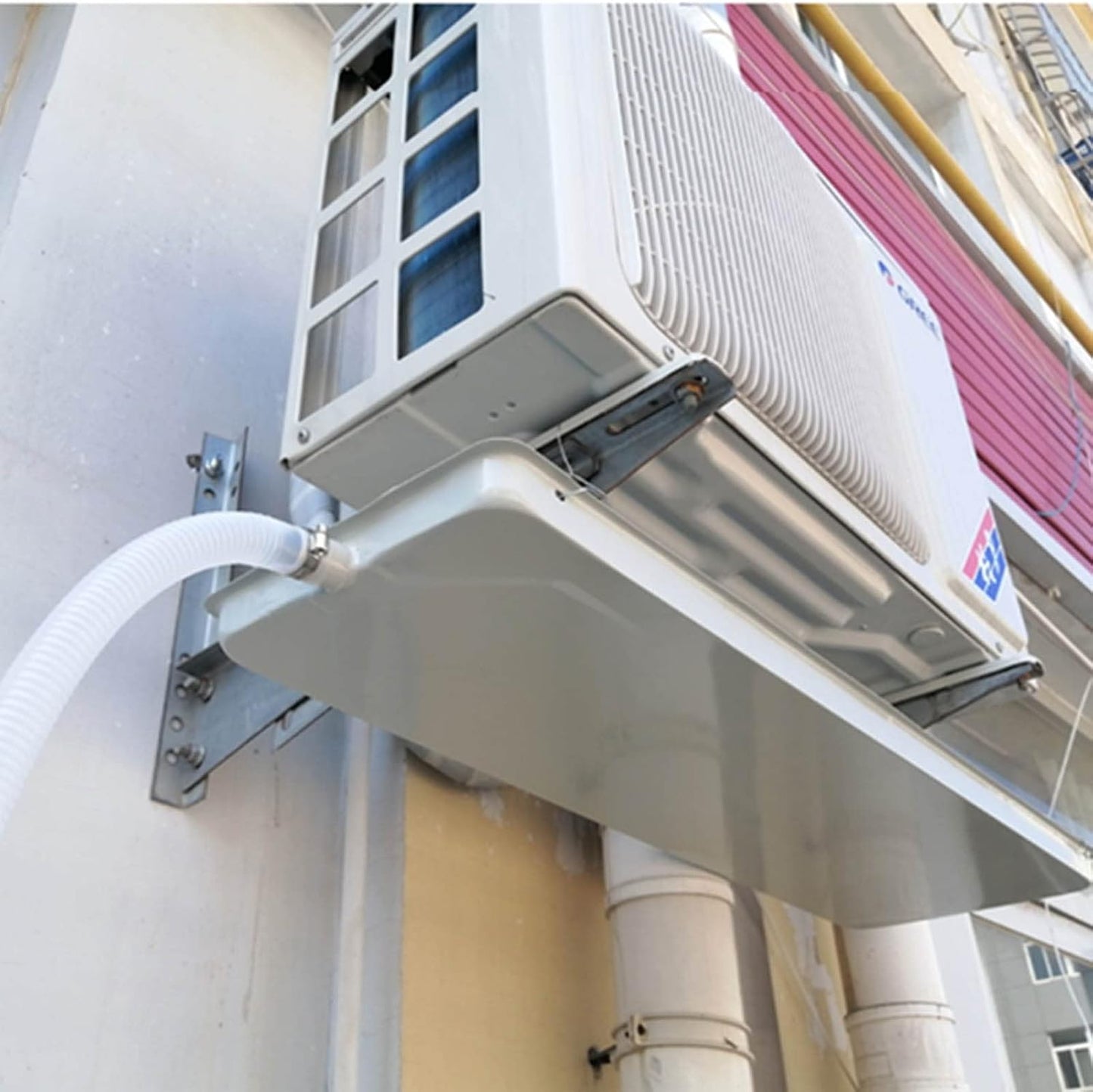GENERIC Couvercle Pour Bac Vidange Condensat Climatisation Extérieur, Bac D'égouttage Climatiseur, Bac Récupération CVC Métal Galvanisé Avec Tuyau Vidange Pour Unité Bobine Ventilateur Climatisation