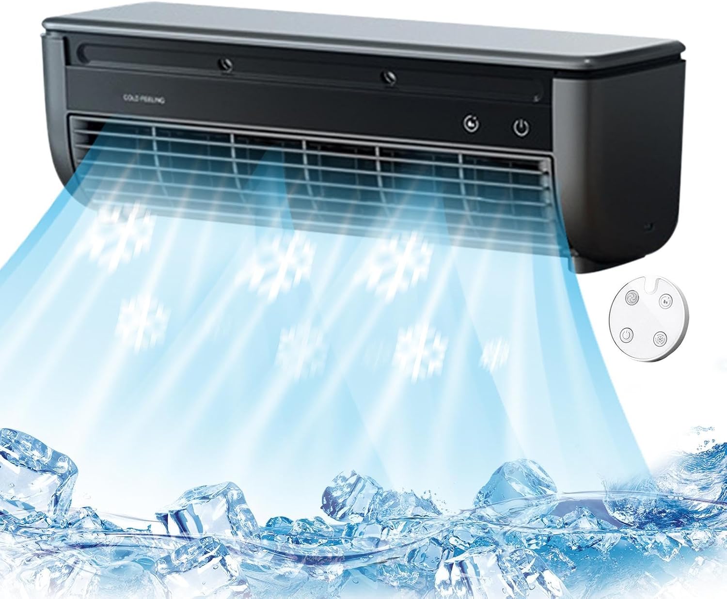  Ventilateur Avec Climatiseur - Ventilateur Rafraîchisseur D'Air, 3 Vitesses Avec Chargeur Sans Fil Pour Cuisine Maison Bureau Extérieur Dortoir Camping-Car