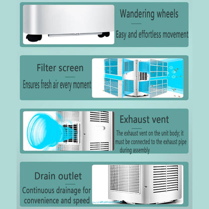  Climatiseur Portable, Unité Intelligente Intelligente AC Avec Déshumidificateur Cool Et Modes De Ventilateur Pour Les Chambres Jusqu'à 350 Sq.ft, Télécommande, Minuterie 24H, Kit D'installation