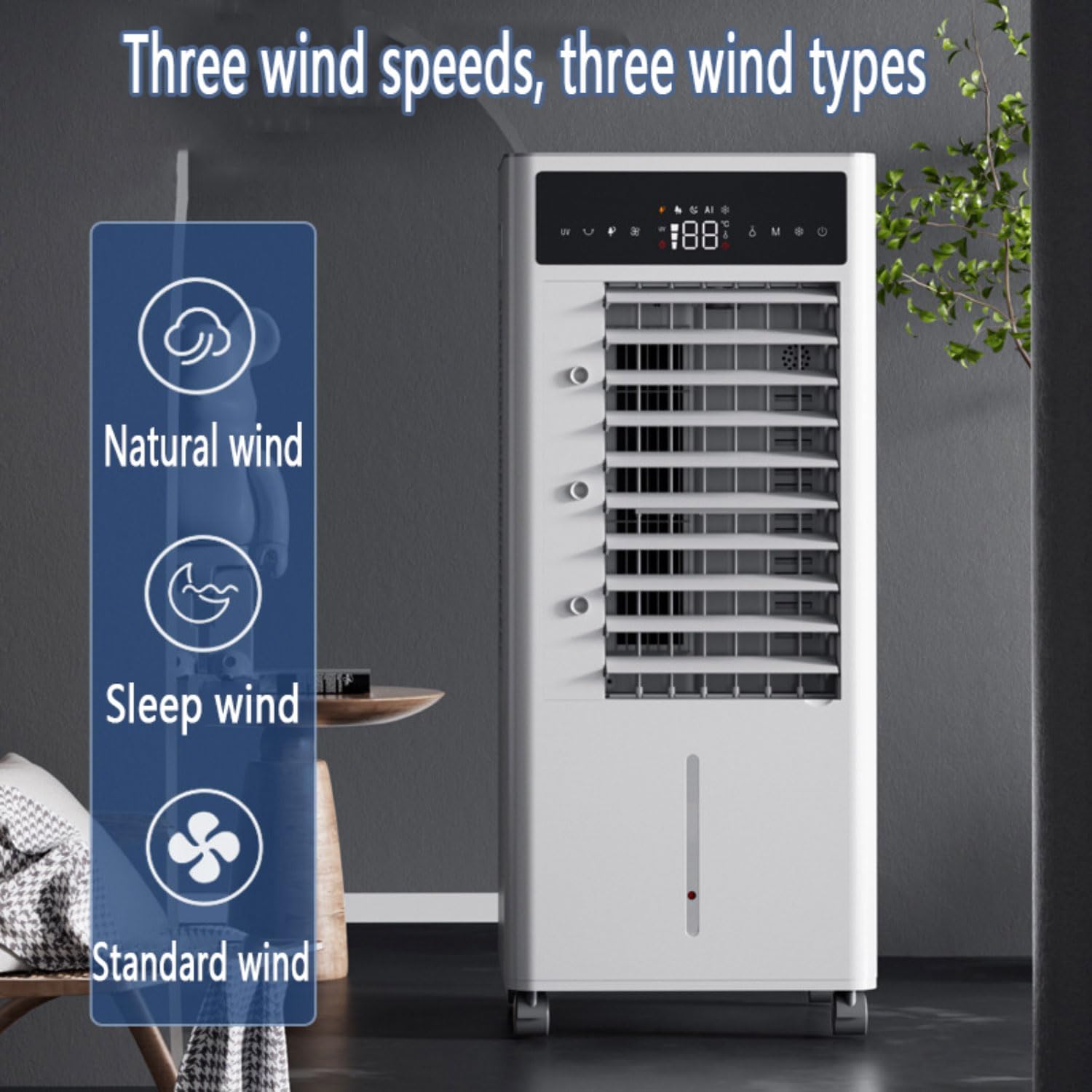 GENERIC Refroidisseur D'air évaporatif Portable, 10L à Distance De Réservoir, 60 Ventilateur Silencieux Oscillant Pour Le Bureau De Chambre à Coucher En Mode D'économie D'énergie