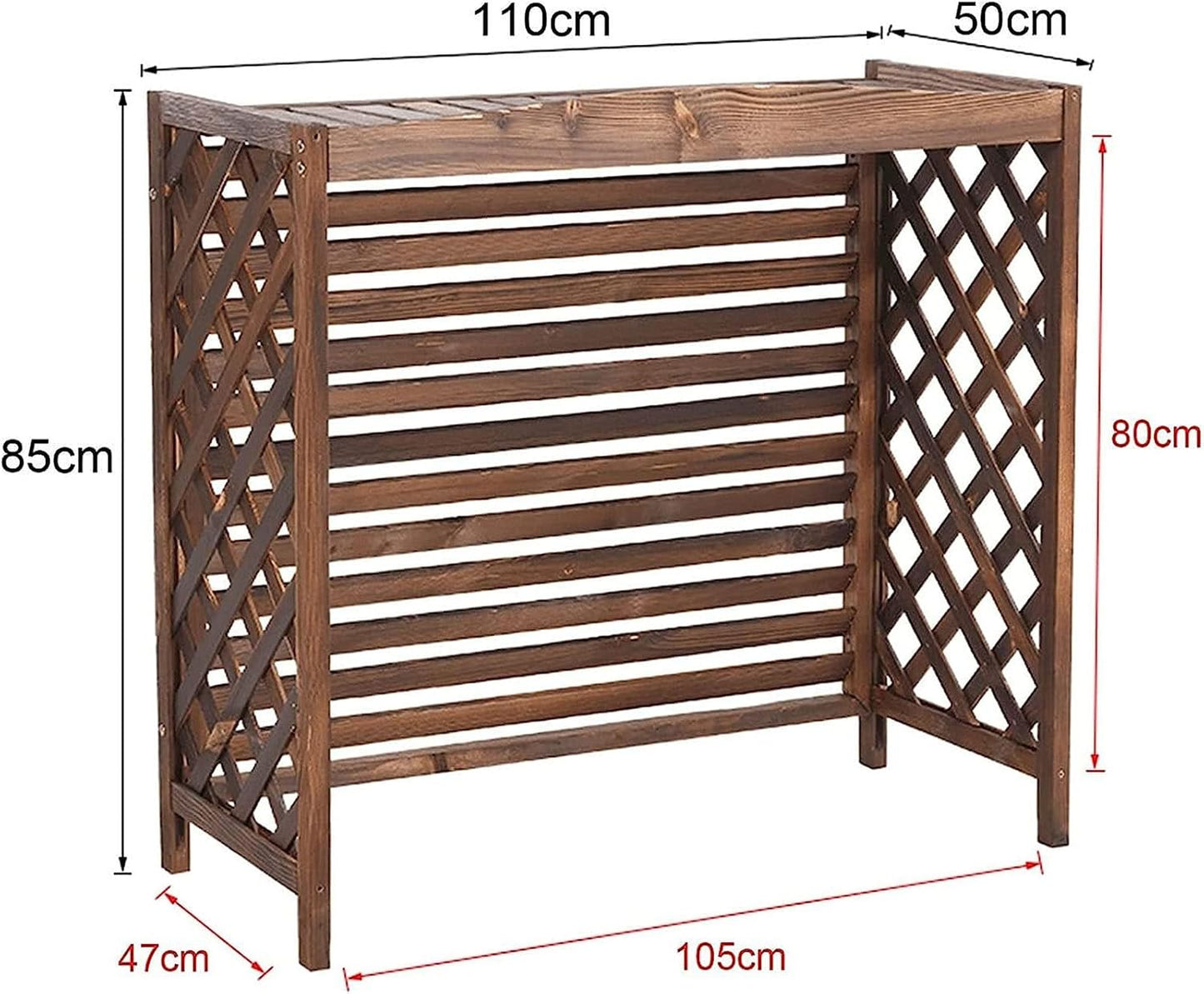  Couverture De Climatiseur À Persiennes Extérieures,Support De Climatiseur En Bois Extérieur,Grille Anti-Corrosion En Bois, Couvercle Extérieur Anti-Corrosion Pour Climatiseur Caché