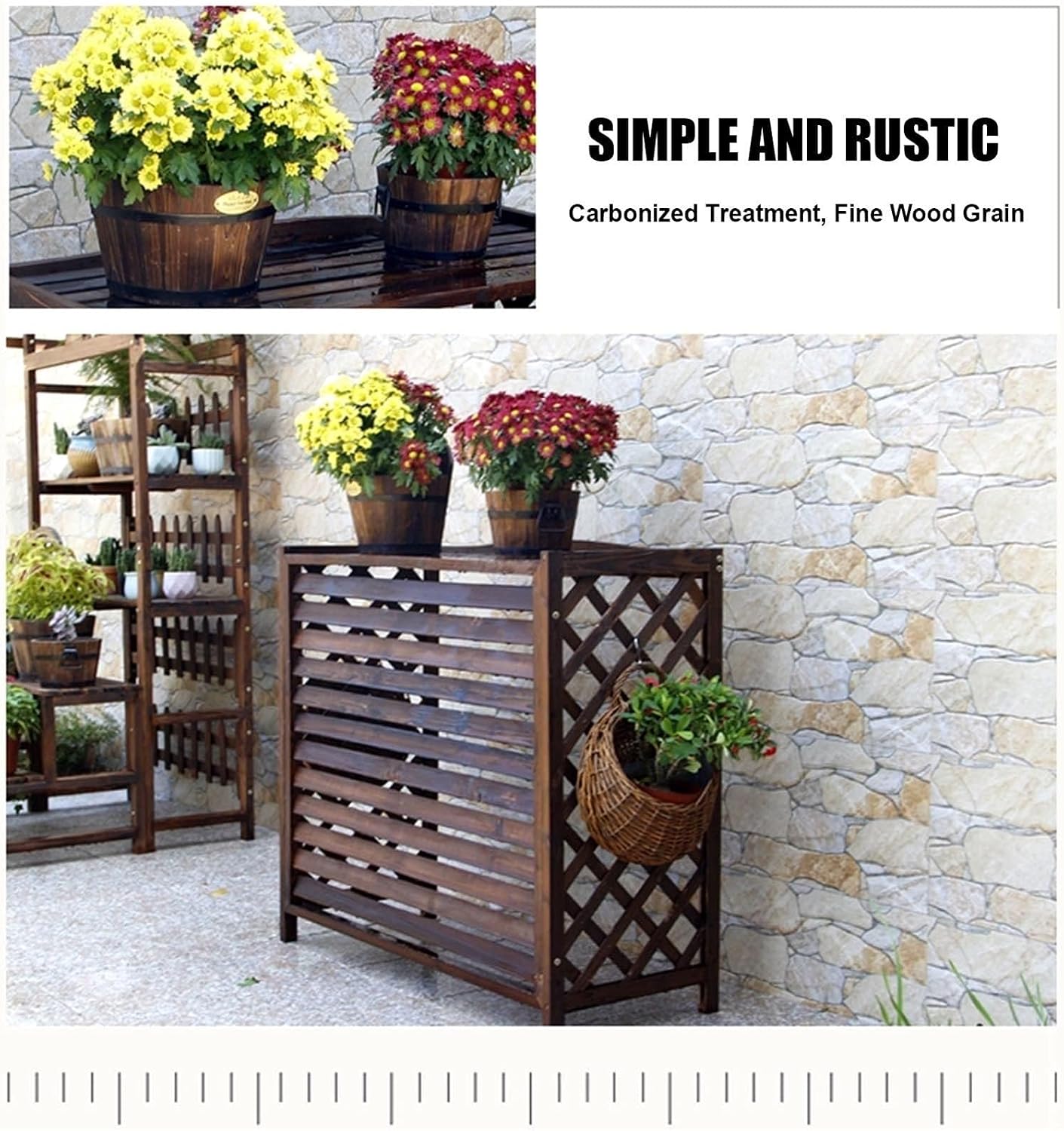  Grille De Protection En Bois Massif Pour Climatiseur, écran De Confidentialité, Pour Climatiseur Et Pompe à Chaleur, Présentoir Décoratif De Jardin, Boîtier De Poubelle