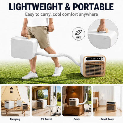  Climatiseur Split Portable 5000 BTU, AC Pour Camping 2m | Structure Compacte Tactile, Climatisation De Bureau Avec Option Tuyau Long 1m/1.5m/2m, Minuterie 12H Lit