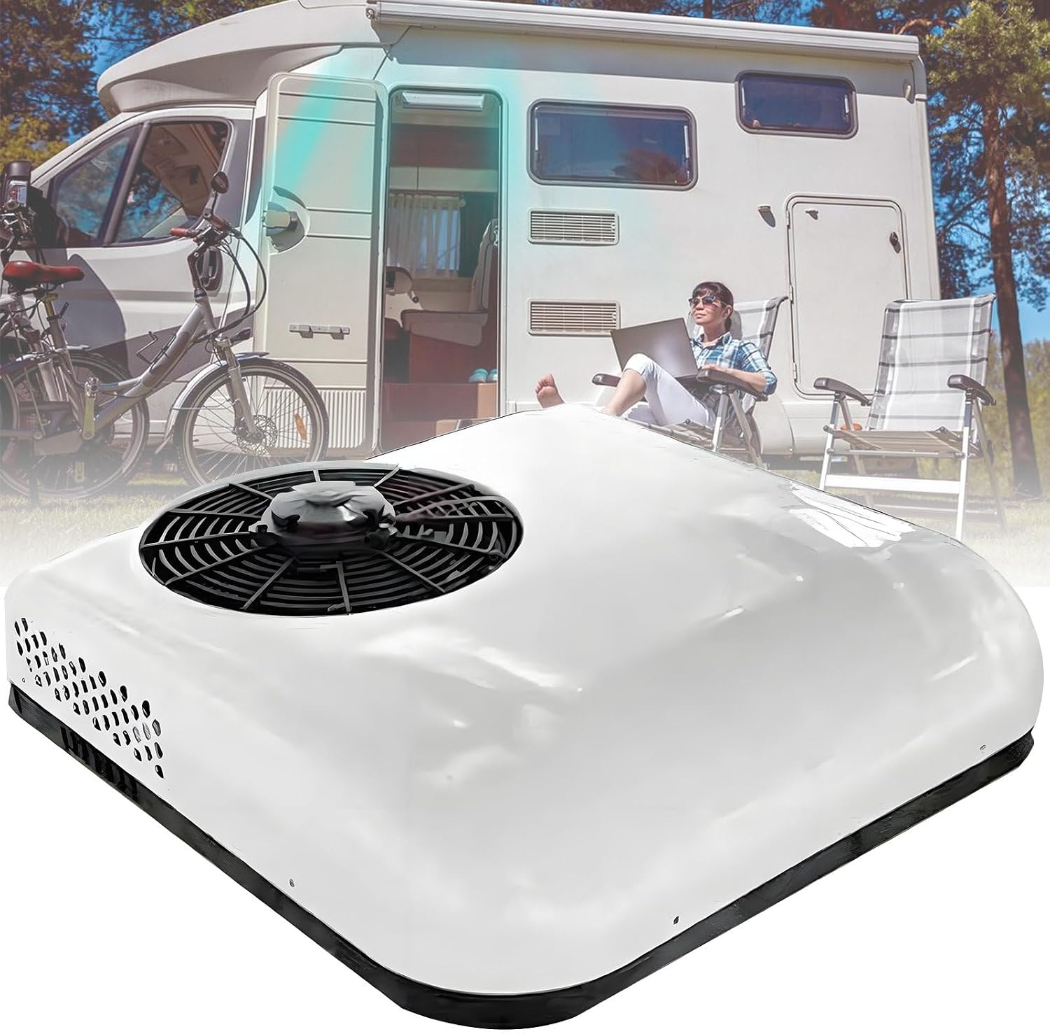  Climatiseur De Toit Pour Camping-cars, 12 V/24 V, Puissance De Refroidissement De 2 200 W, Contrôle Intelligent De La Température, Fonctionnement Silencieux, Large Diffusion D'air, Comprend L'unité