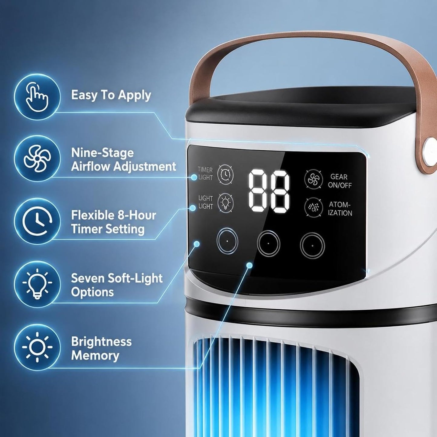  Climatiseurs Portatifs | 4 En 1 Climatiseur Portable | Ventilateur De Bureau Silencieux Rafraîchisseur D'Air | Rechargeable Par USB, Pour La Chambre, Le Bureau, La Maison