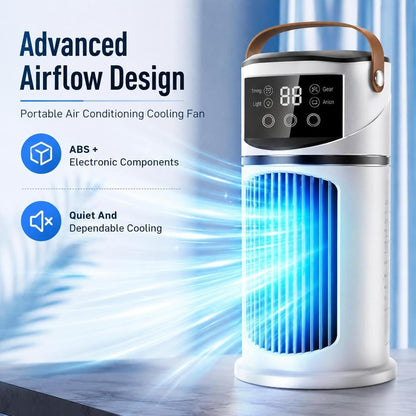  Climatiseurs Portatifs | 4 En 1 Climatiseur Portable | Ventilateur De Bureau Silencieux Rafraîchisseur D'Air | Rechargeable Par USB, Pour La Chambre, Le Bureau, La Maison