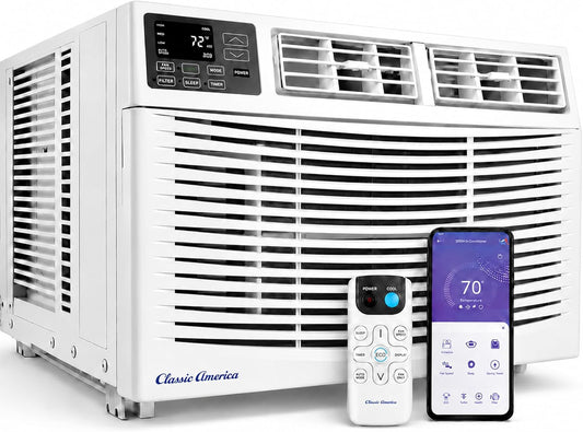  Classic America Climatiseurs Compatibles WiFi, Alexa Ready, économie D'énergie, Montés Sur Fenêtre (8000 BTU 12 CEER 120 VAC), Certification Energy Star, Blanc