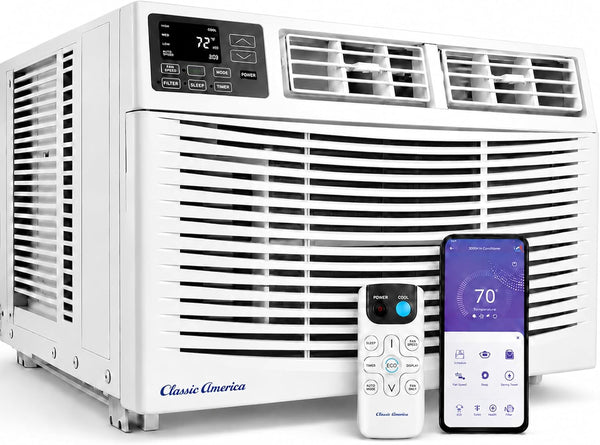  Classic America Climatiseurs Compatibles WiFi, Alexa Ready, économie D'énergie, Montés Sur Fenêtre (8000 BTU 12 CEER 120 VAC), Certification Energy Star, Blanc