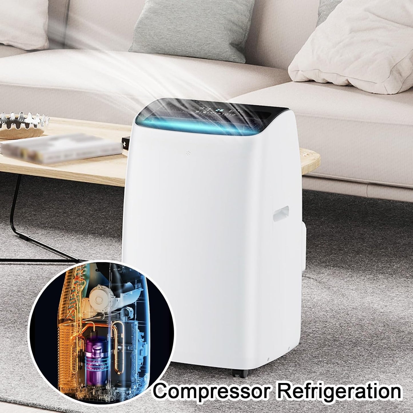 GENERIC Climatiseurs Portables 11000 BTU Pour Chambres Avec Télécommande, Minuterie, Fonction Déshumidification, Pour Petites Pièces, Pour Chambre Ou Bureau, 220 V