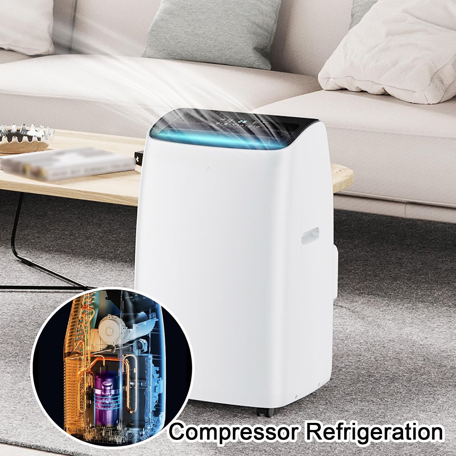 GENERIC Climatiseurs Portables 11000 BTU Pour Chambres Avec Télécommande, Minuterie, Fonction Déshumidification, Pour Petites Pièces, Pour Chambre Ou Bureau, 220 V